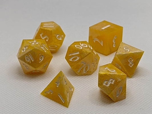 Hand made Dice Set - Egg Yolk