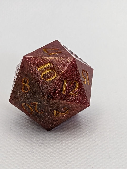 Hand made Chonk d20 Pink Gold