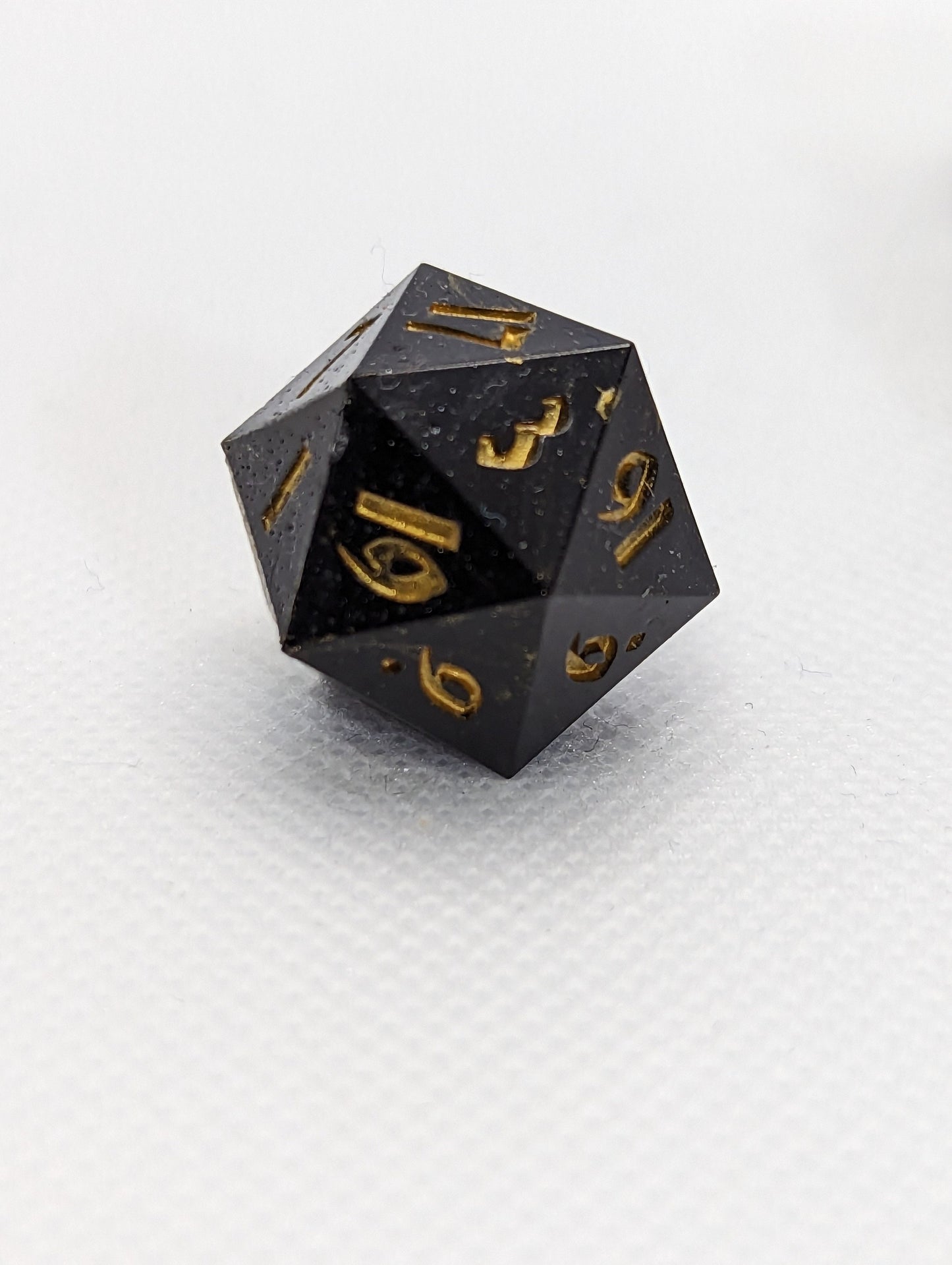 Hand made Dice Set - Black & Gold (Calligraphy Font)