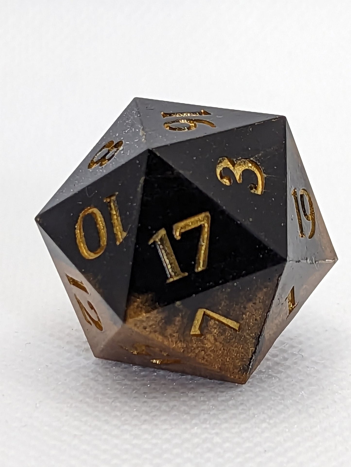 Hand made Chonk d20 Black and Gold