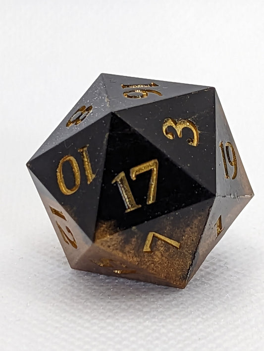 Hand made Chonk d20 Black and Gold