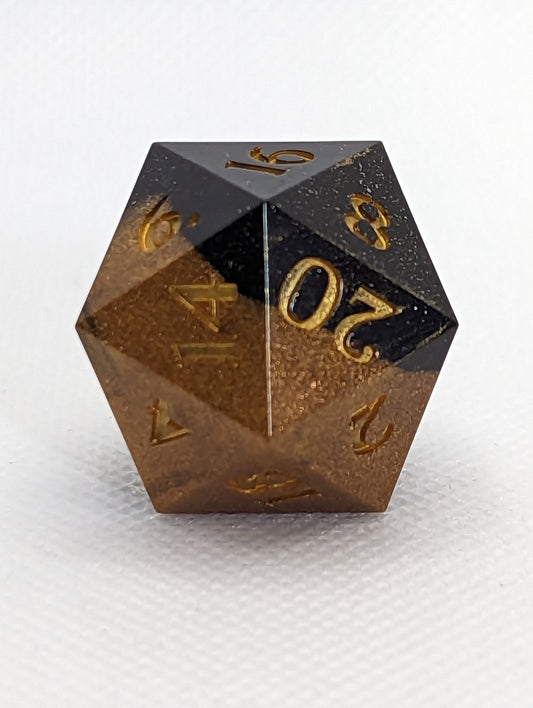 Hand made Chonk d20 Black and Gold