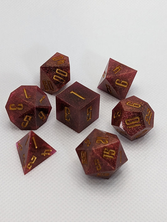 Hand made Dice Set - Pink Gold (Sans Font)