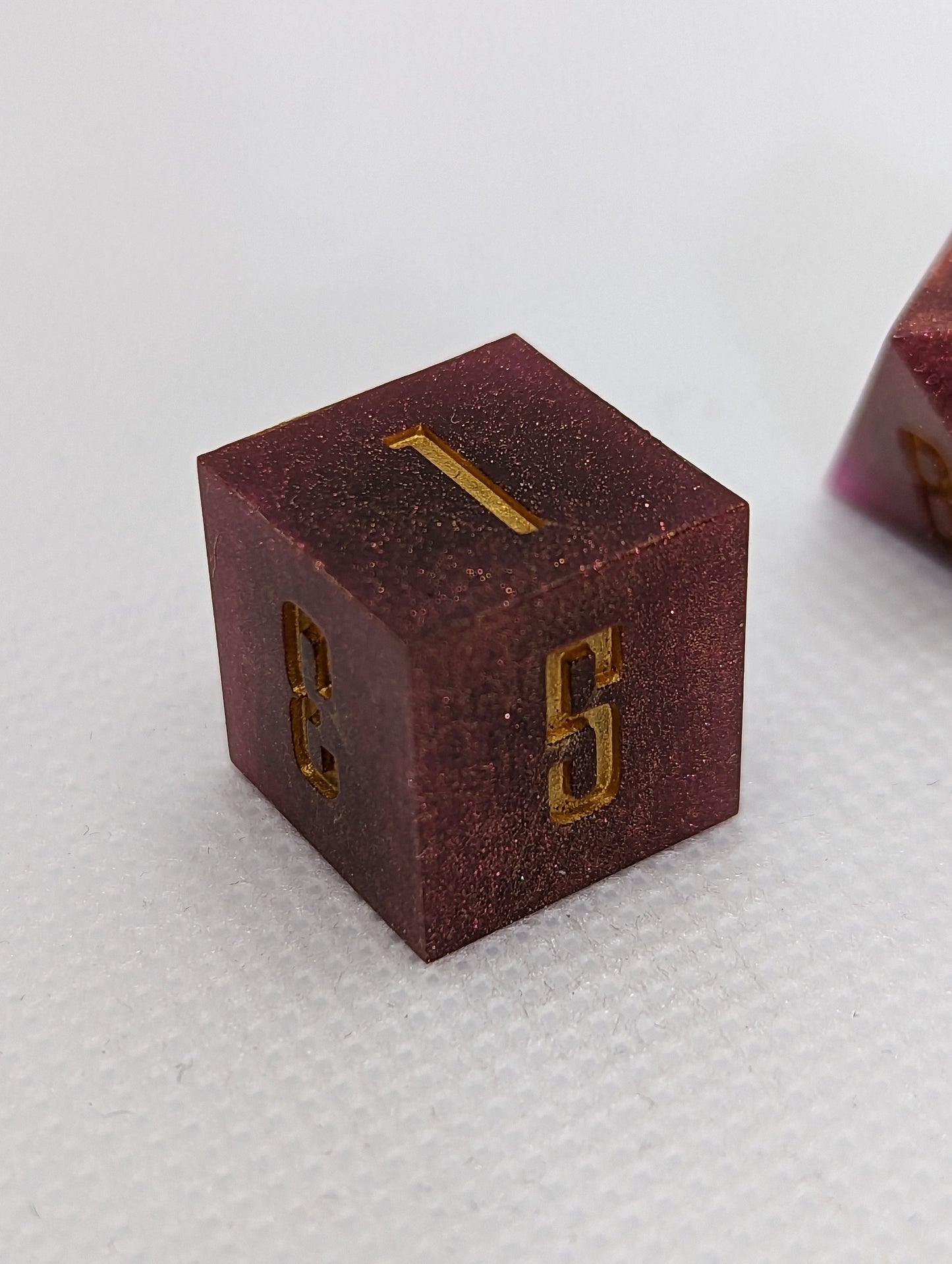Hand made Dice Set - Pink Gold (Sans Font)